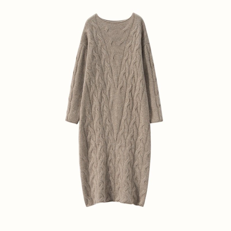 Cable Knit Women's Cashmere Dress REAL SILK LIFE