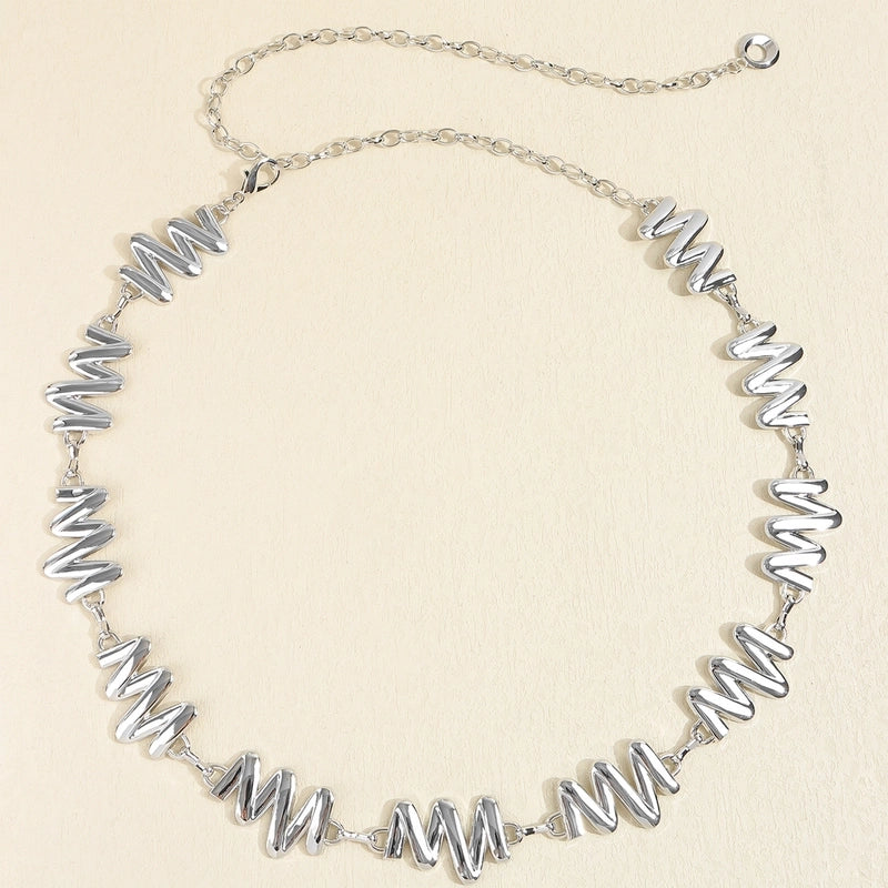 Basic Solid Color Plastic Women’s Chain Belts