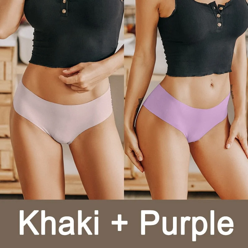 2PCS/Set Seamless Panties Women Sexy Underwear V Desgin Waist Briefs Plus Size Brazillian Pantys Female Lingerie Underpants