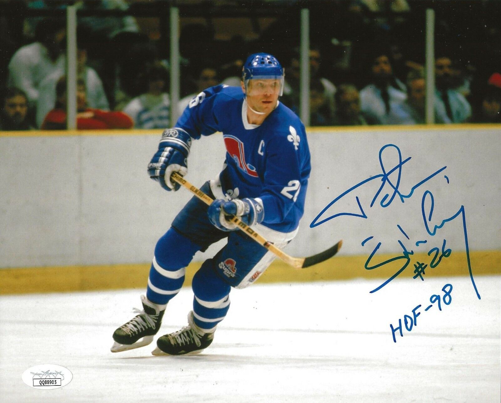 Peter Stastny signed Quebec Nordiques 8x10 Photo Poster painting autographed W/ HOF Inscrip JSA