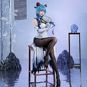 [Wetrose] Ganyu Shenhe Cosplay Costume Doujin Chinese Style Qipao Cheongsam Celadon White Dress Full Set Wig