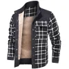 Men's Retro Check Pattern Stitching Warm Fleece Lined Plaid Wanderer Jacket