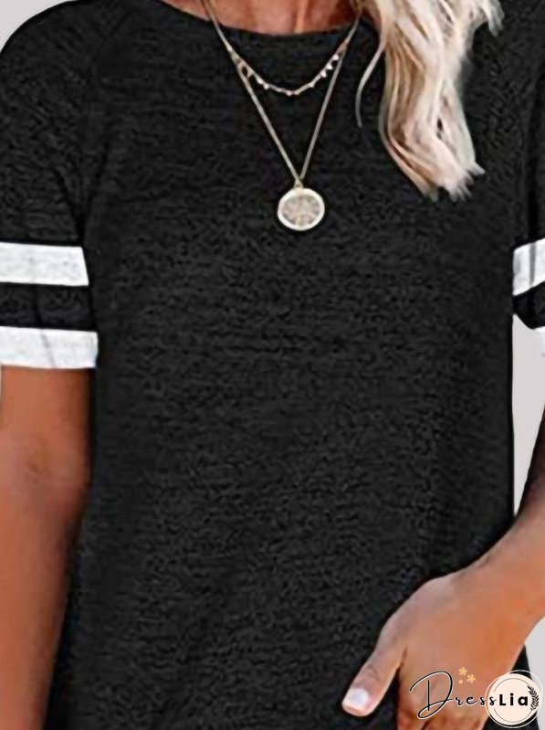 Casual Stitching Round Neck T-shirt