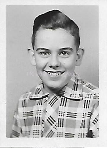 SCHOOL BOY Small Found Photo Poster painting bwOriginal Portrait VINTAGE 13 23 Z