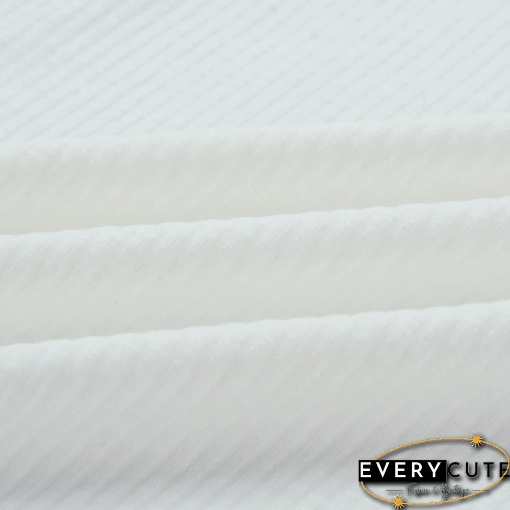 White V Neck Washed Grommet Long Sleeve Top