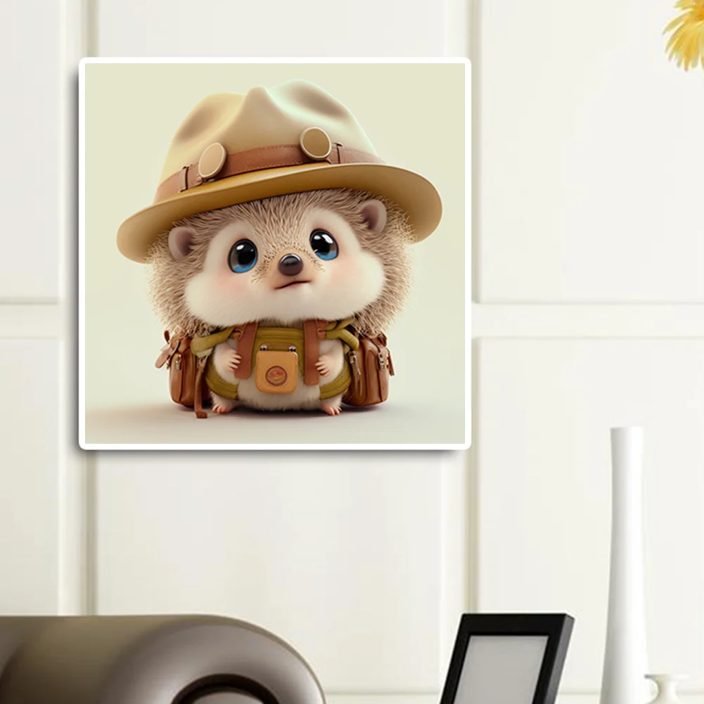 Full Round Diamond Painting 30*30cm - Little Detective Hedgehog