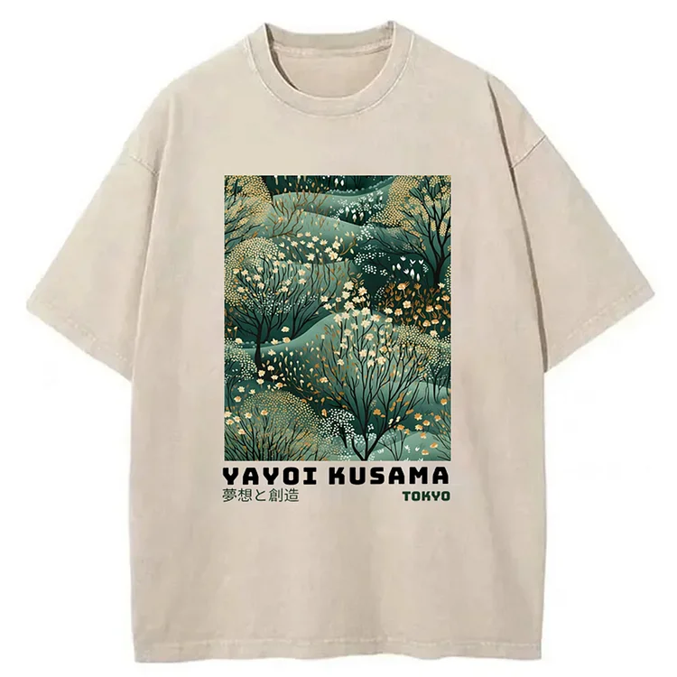 Tokyo-Mood Yayoi Kusama Abstract Yayoi Kusama Washed Unisex T-Shirt