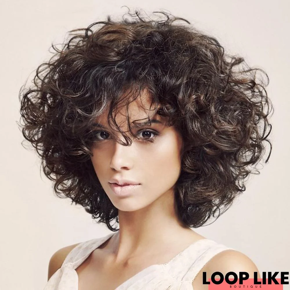 Hair Wigs Short Hair wigs Headgear For Ladies with Curly Hair