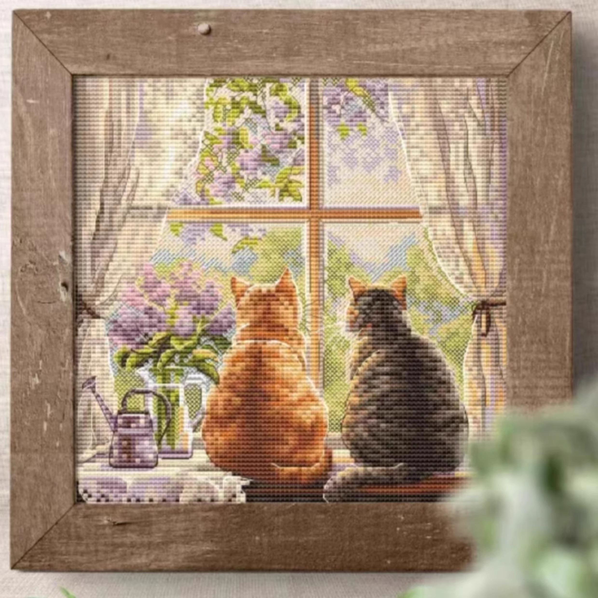 【CC3073- Looking out the window at the cat】 Painting Fairy Cross Stitch
