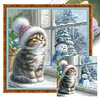 Window Cat Snowman-11CT Stamped Cross Stitch 40*40cm/15.75*15.75in tapestrymarket