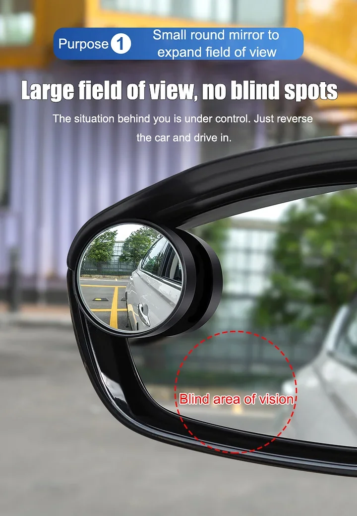 🔥Hot Selling🔥Exclusive Logo🔥 Car Rear View Mirror Small Round Mirror Rain Eyebrow (2PCS)