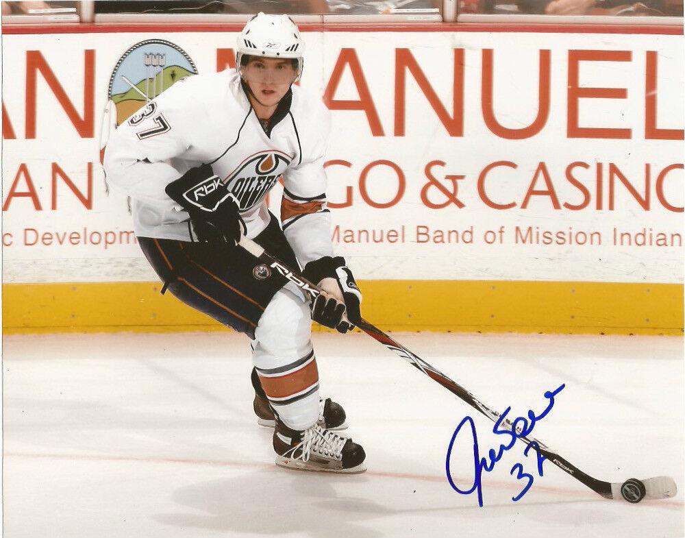 Edmonton Oilers Denis Grebeshkov Signed Autographed 8x10 NHL Photo Poster painting COA A