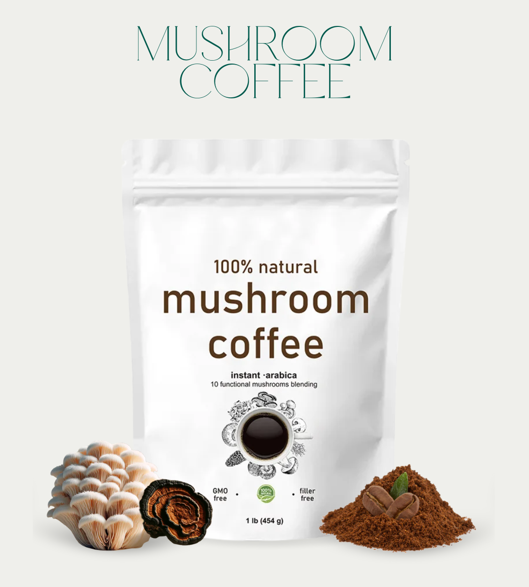 100% Natural Mushroom Coffee 10 Functional Mushrooms Blending 1lb