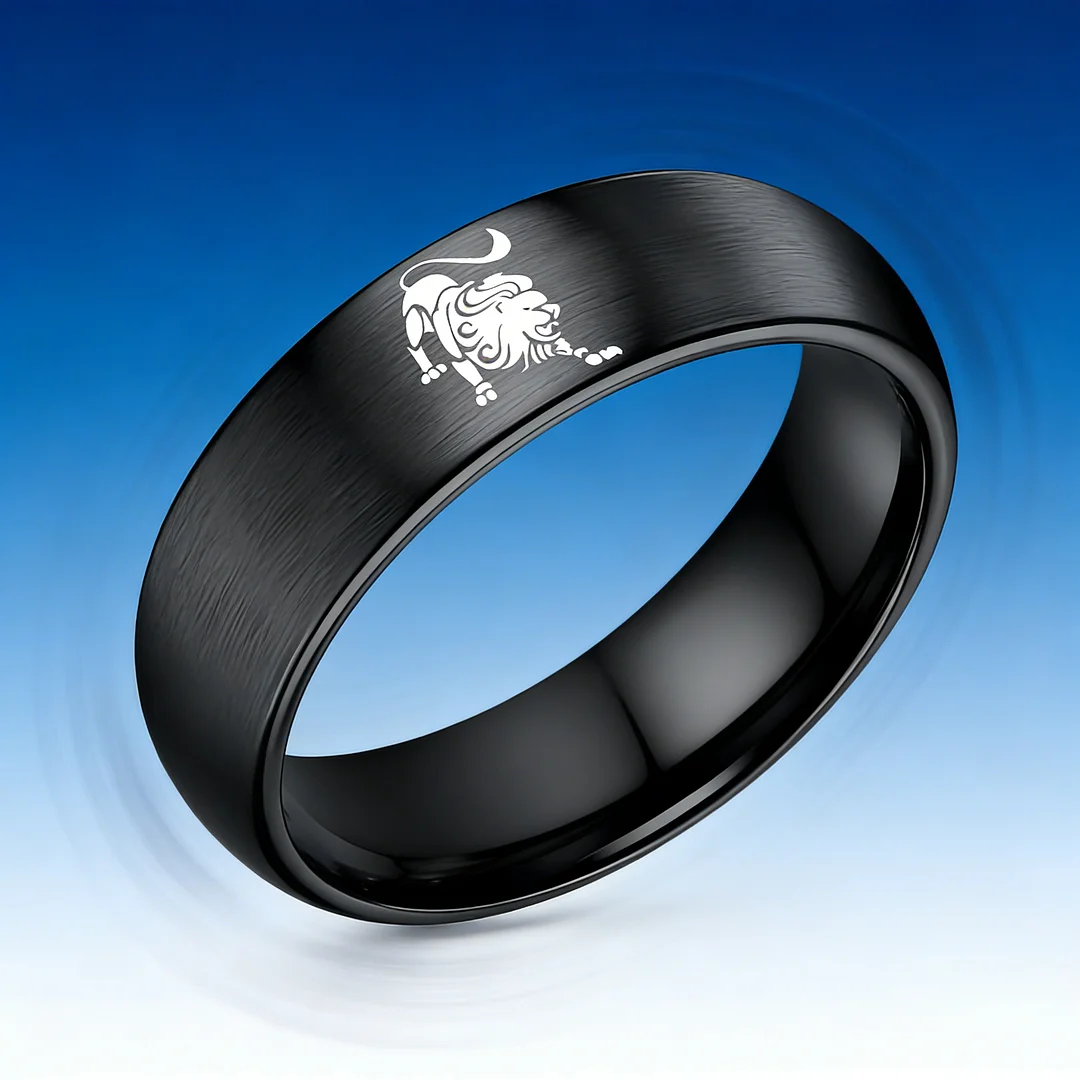 Womens Or Mens Leo Tungsten Carbide Wedding Rings Black Domed Top Couples Bands 4MM 6MM 8MM