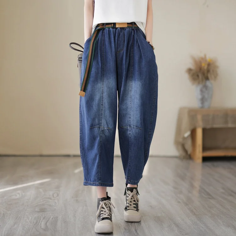 Women Summer Casual Loose Patchwork Jeans