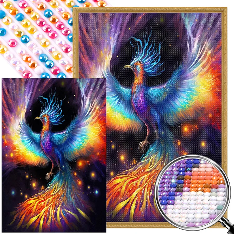 Flying Dragon and Phoenix - Full Round(Partial AB Drill) - Diamond Painting(55*75cm)