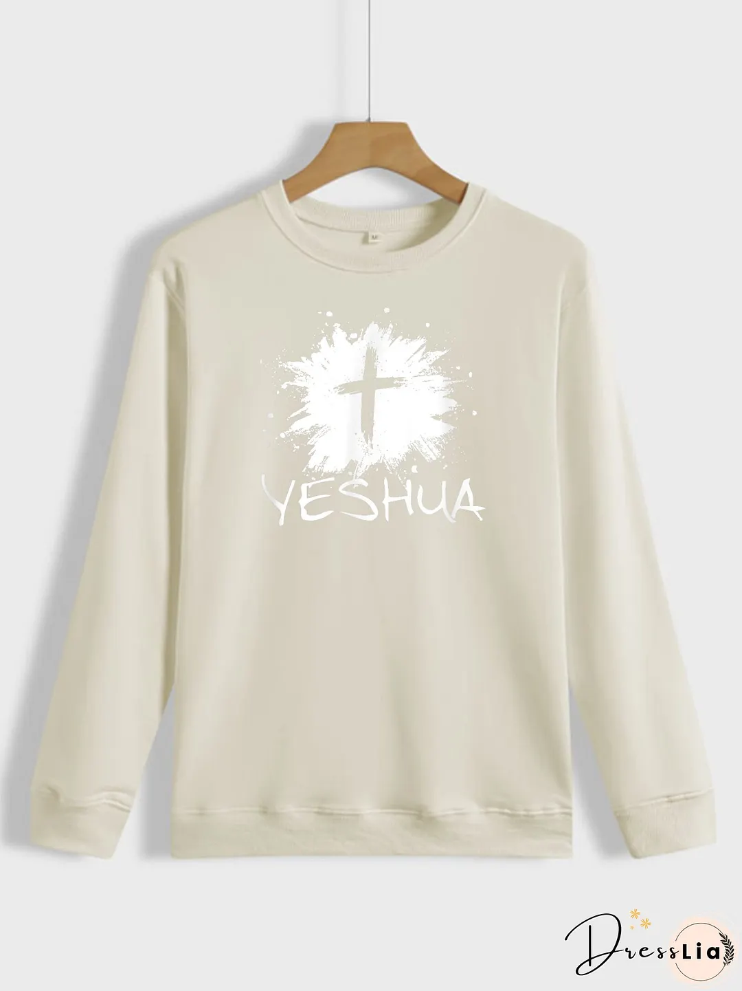 Men's Long Sleeve Sweatshirt Jesus Cross Print on Sweatshirt Top Gifts for Dad Father