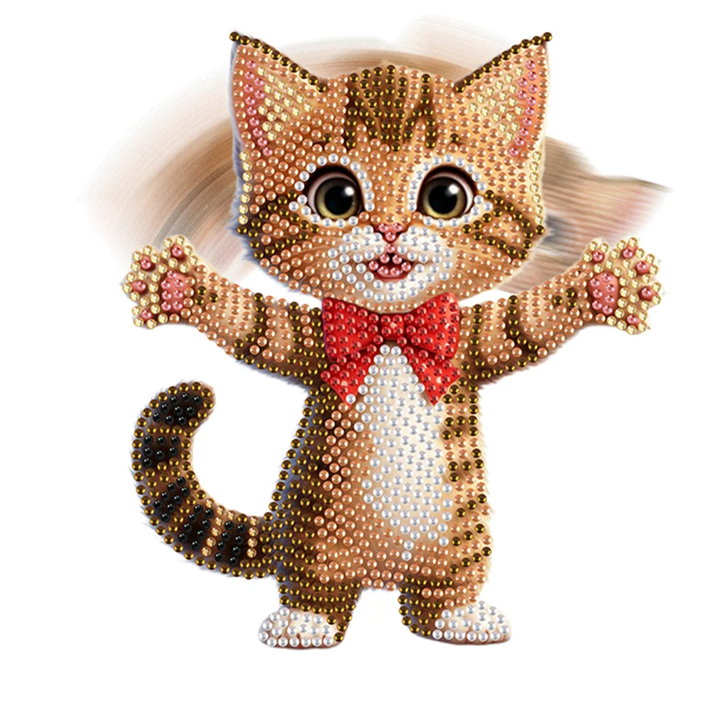 Xmas Acrylic Shaking Head 5D DIY Diamond Art Tabletop Decorations for Home (Cat)