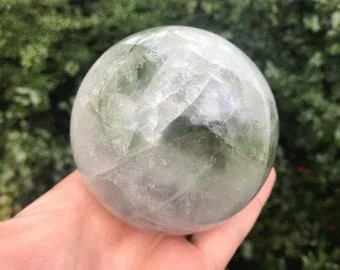 pornhint Pornhint Large 1Kg Rainbow Fluorite Crystal Sphere - 85 mm - Stand Included - Smooth Polished Crystal Ball - 1044 grams - Green, Purple, Rainbows