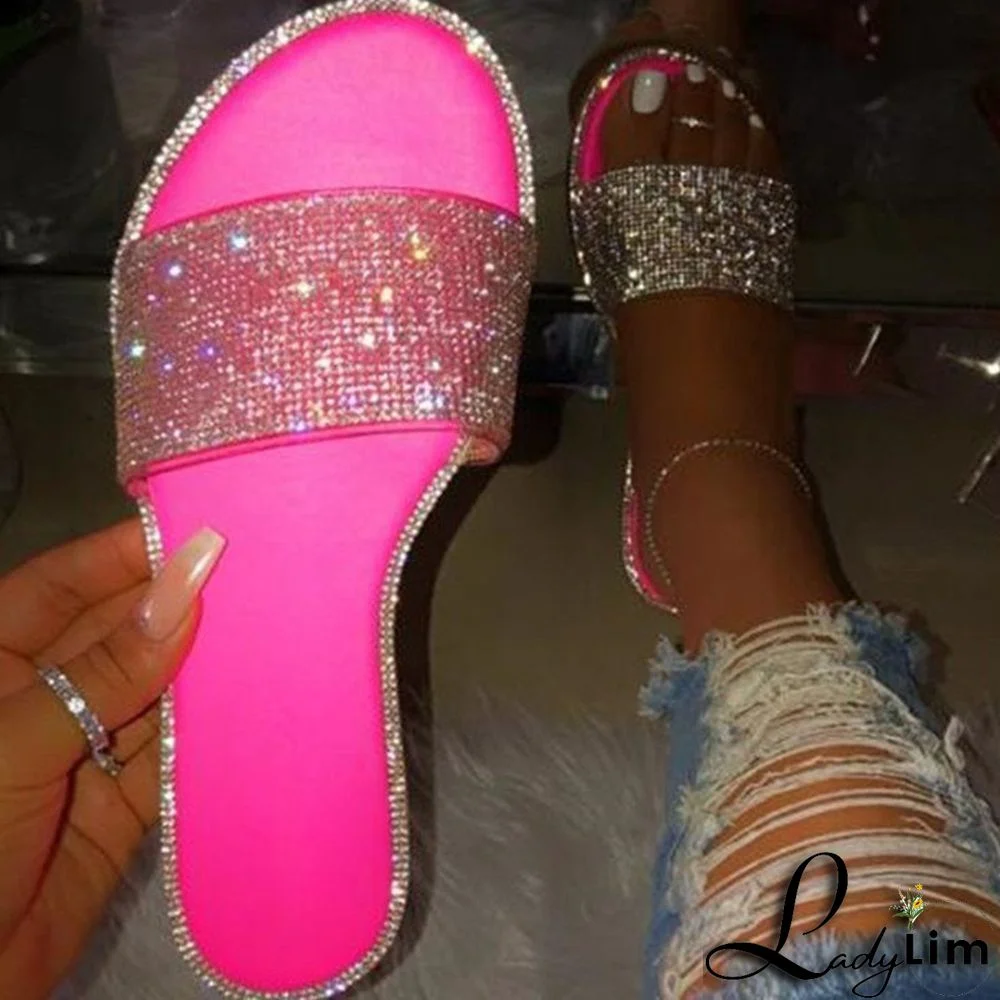 Black Fashion Casual Split Joint Rhinestone Round Comfortable Shoes