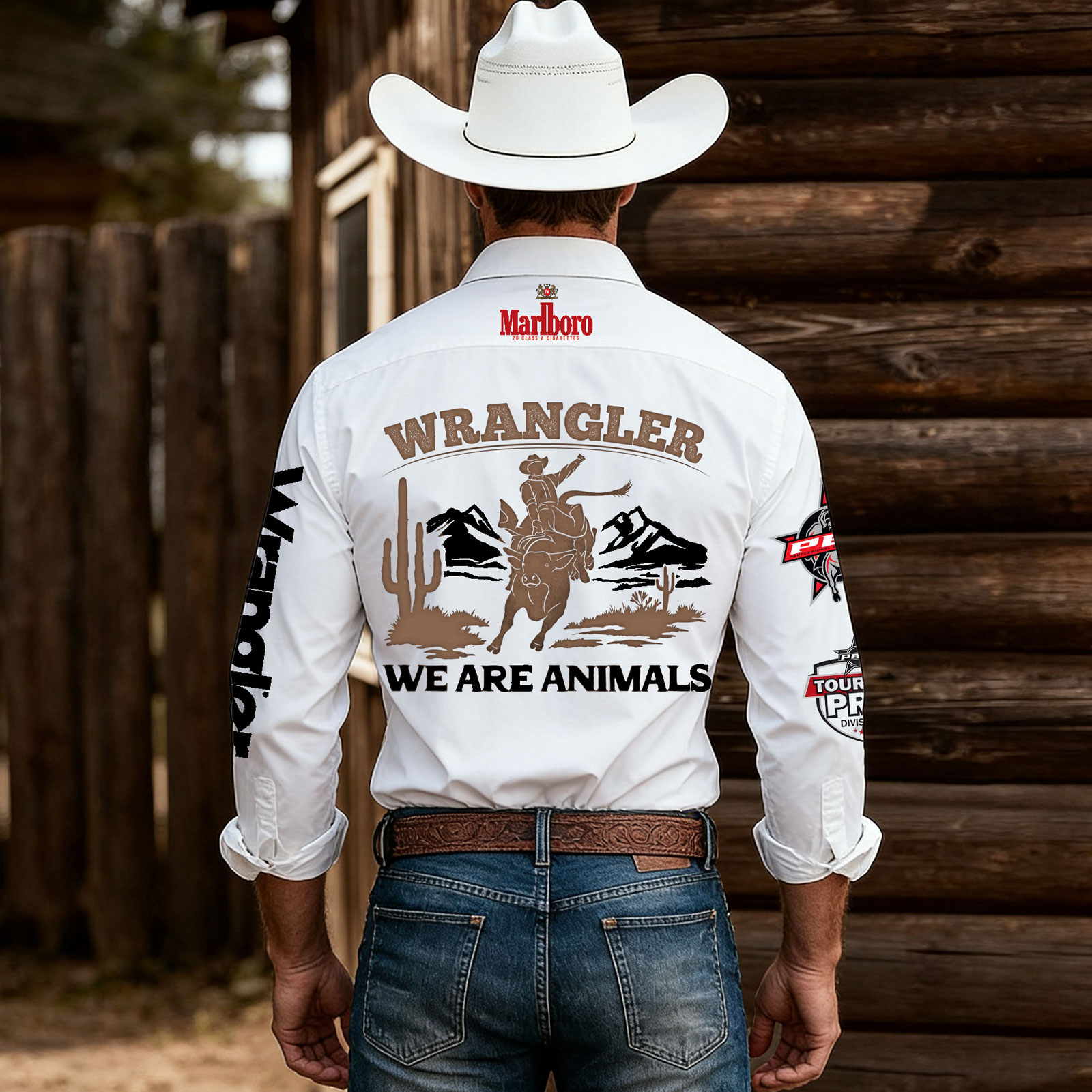 Men's Western Cowboy Style Shirt, Printed Pattern