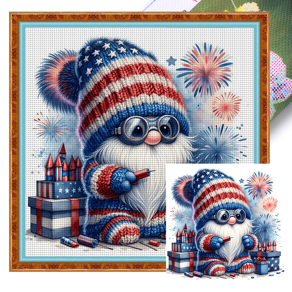 Independence Day Goblin Full 11CT Pre-stamped Canvas(40*40cm) Cross Stitch