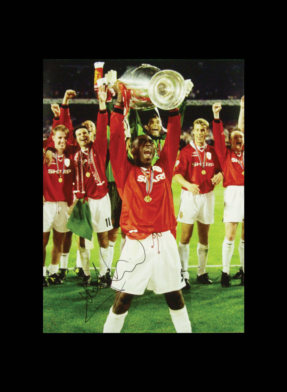 ANDY COLE SIGNED MANCHESTER UNITED 1999 CHAMPIONS LEAGUE 16x12 Photo Poster painting COA PROOF