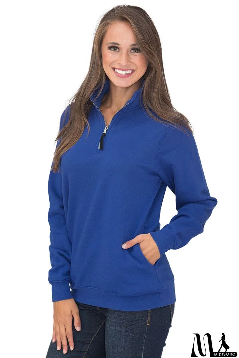 MidiSono - Pocket Style Quarter Zip Sweatshirt