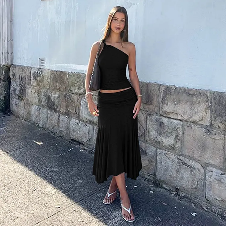 Tatum One-Shoulder Midi Skirt Set