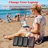 Solar Powered Portable Phone Charger. Battery Pack for Any Smartphone with Four Built In Cables, 1 each Compatible with iPhone, Android, MicroUSB, USB-C Plus Wireless for QI Enabled Devices