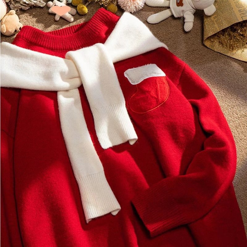 Christmas Soft Waxy Loose Scarf Sweater