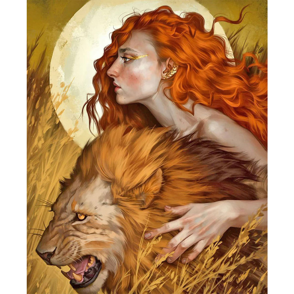 

Lion Girl - Round Drill Diamond Painting - 40*50CM, 501 Original