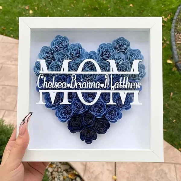 Personalized Mom Flower Shadow Box With Name For Mother's Day（Please note the color of the gift box）