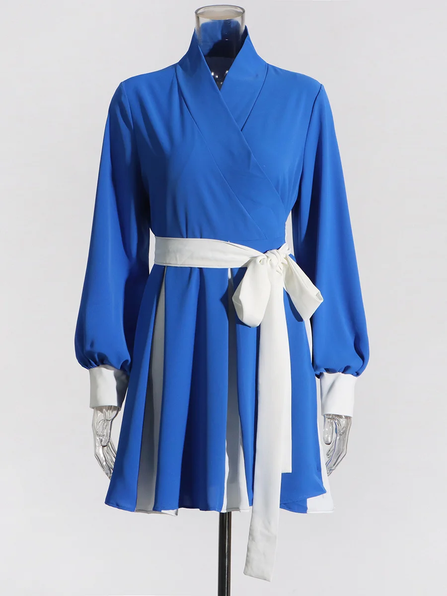 Brownm Design Sense Splicing Top Dress 2025 New Fashion High-End Retro Strap To Receive Waist-Skinny Coat Female Summer