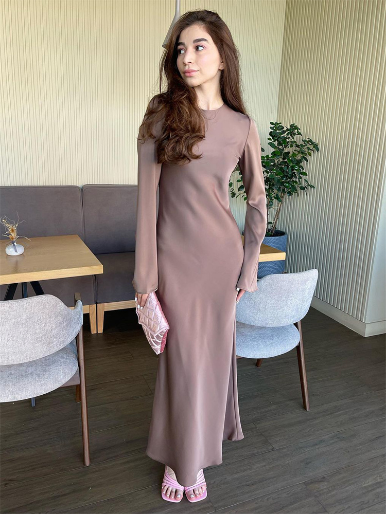 Ootddress Solid High Waist Fashion Maxi Dress For Women Long Sleeve Patchwork Slim Elegant Party Dress Autumn 2025 Female Long Dress