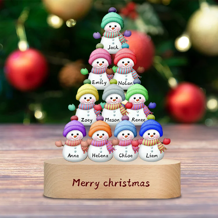 Navidad-Decoración navideña de madera y acrílico muñecos de nieve 10 nombres personalizados