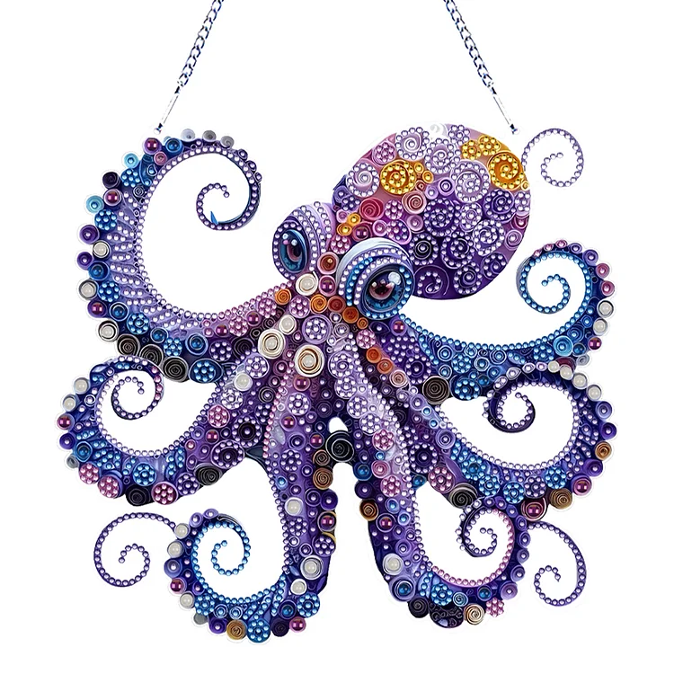 Acrylic Special Shape Octopus 5D DIY Diamond Painting Dots Hanging Pendant