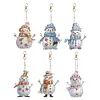 6Pcs DIY Diamond Painting Winter Snowman Keychain