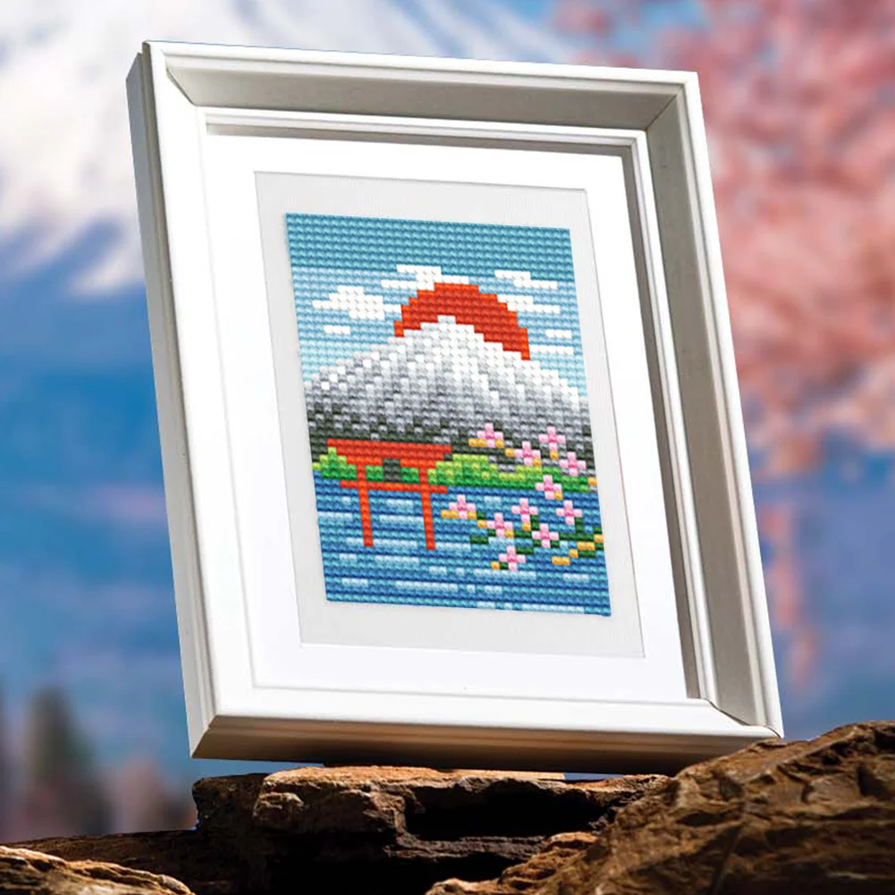 6pcs Scenery DIY Mini Round Diamond Painting for Desktop Decor No Frame(14*19cm)