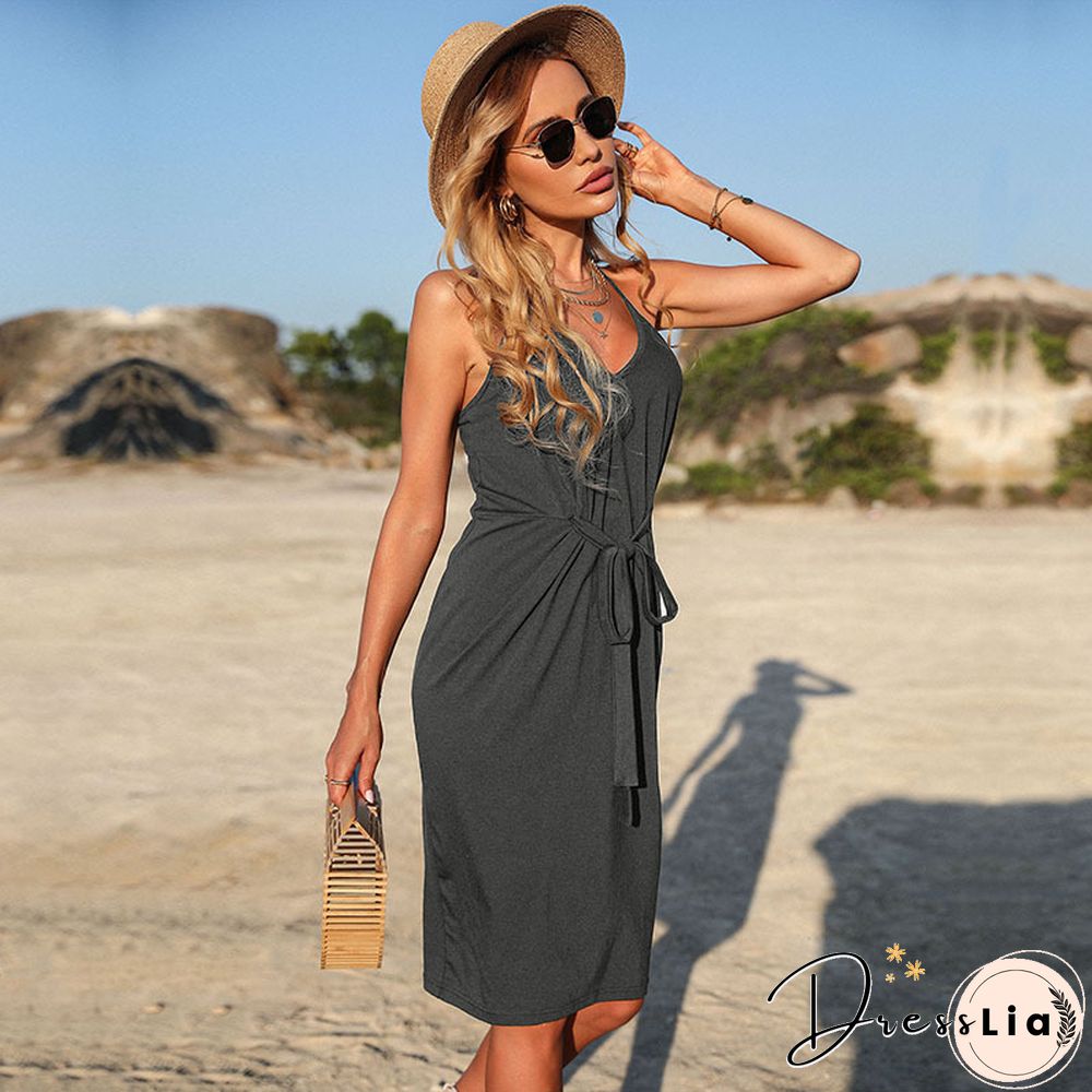 Bag Hip Skirt Sleeveless Pleated Black Sling Dress