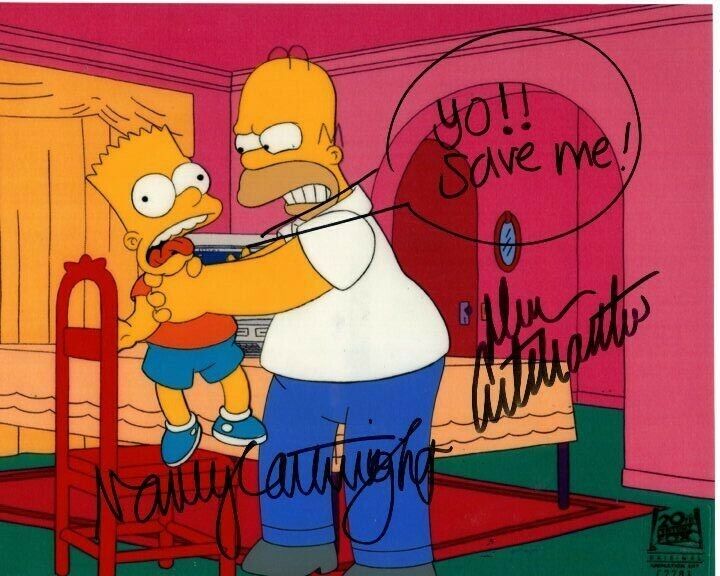 NANCY CARTWRIGHT and DAN CASTELLANETA signed autographed THE SIMPSONS Photo Poster painting