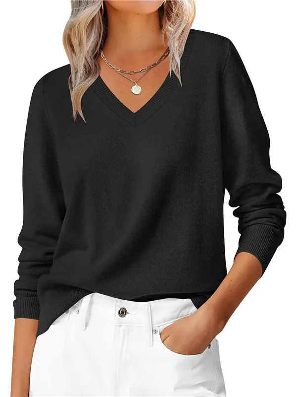 Athvotar Athvotar Autumn And Winter Leisure Jacket Classic Fashion Temperament Long-Sleeved V-Neck Large-Size Knitted Shirt