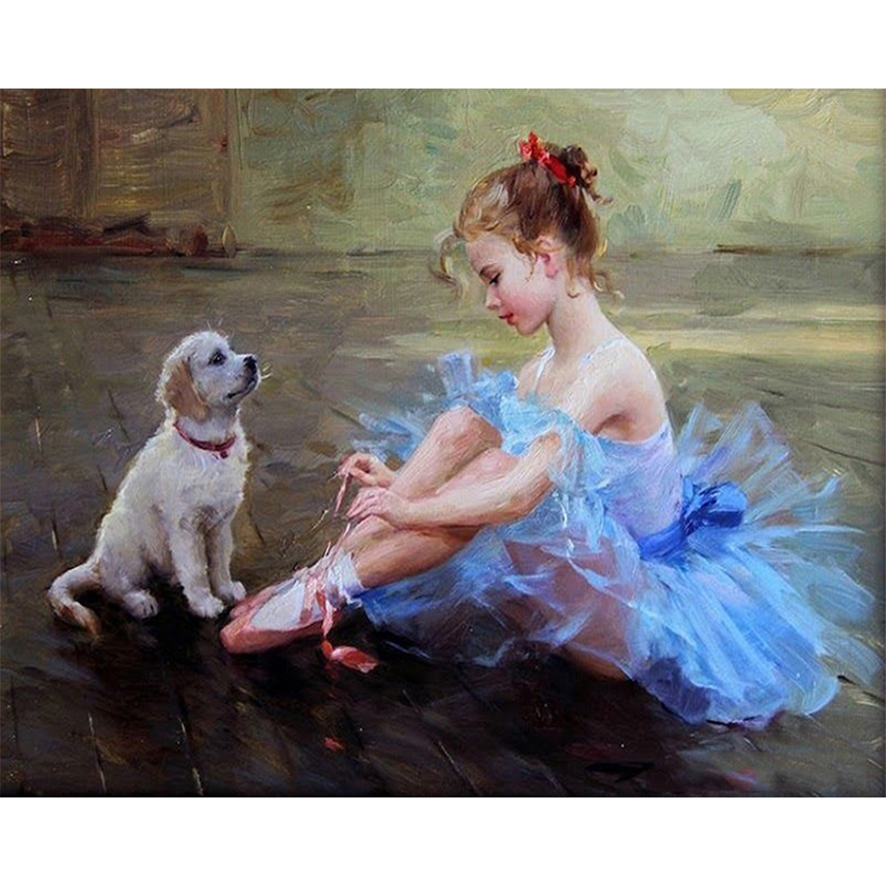 Dog Ballet Girl 50*40cm paint by numbers kit
