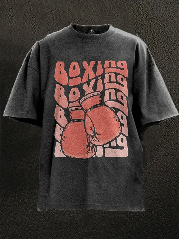 Men's Boxing Sports Art Print Cotton Washed T-Shirt