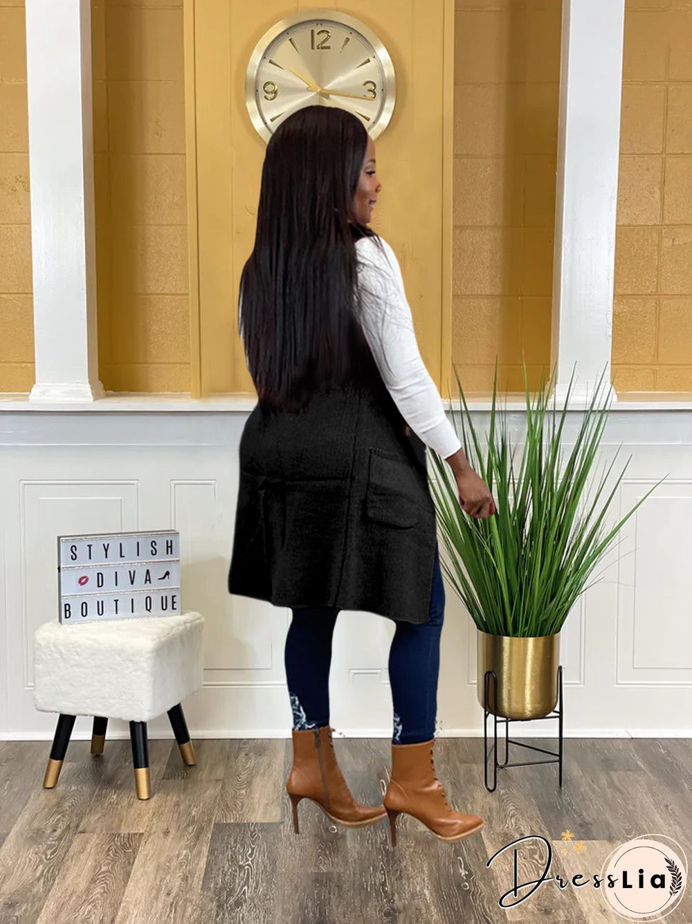 Solid Color Sleeveless knit Sweater Vest Cardigan