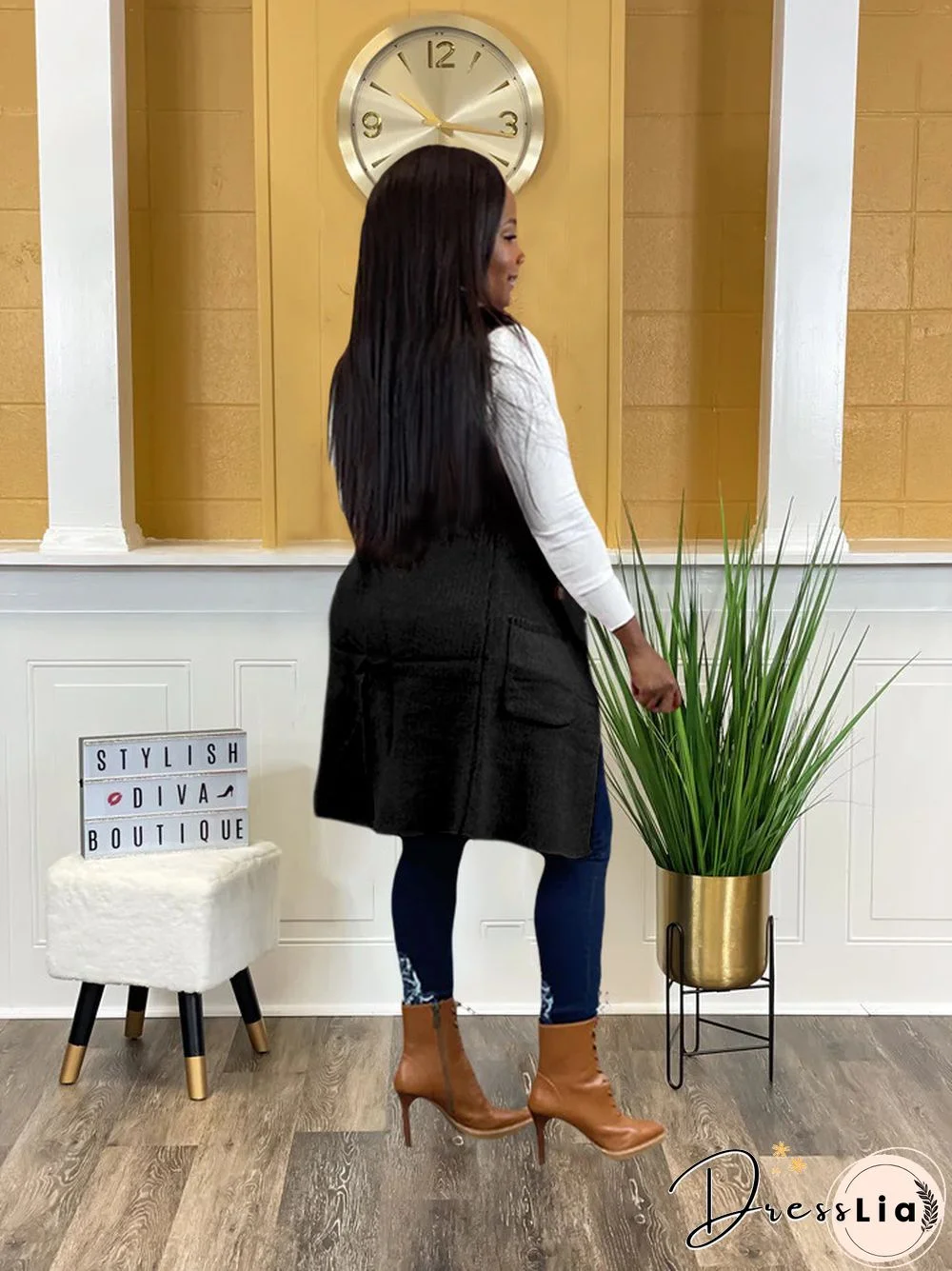 Solid Color Sleeveless knit Sweater Vest Cardigan