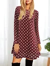 Vibrant Allover Print Crew Neck Loose Fit Dress - Women's Vintage Long Sleeve Dresses for Spring & Fall - Comfortable, Relaxed Style Clothing with Crew Neck Design