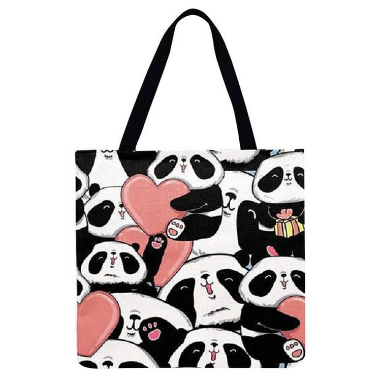 Cute Cartoon Panda - Linen Tote Bag