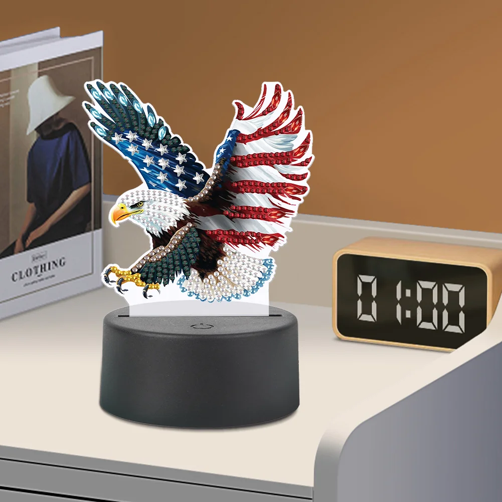5D DIY US Flag Eagle Diamond Painting Night Light Diamond Painting Lamp