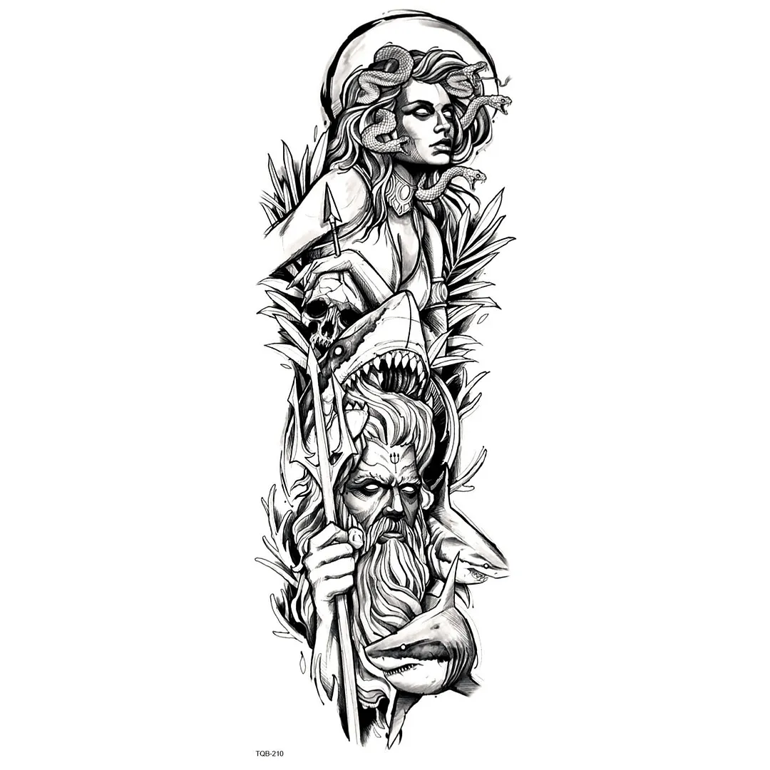 Large Arm Sleeve Tattoo Lion Tiger Owl Snake Clock Waterproof Temporary Tatto Sticker Skull Body Art Full Fake Tatoo Women Men